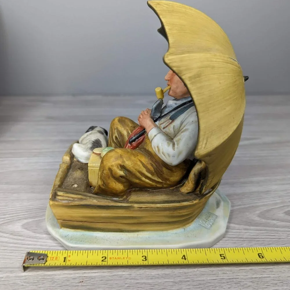 Vintage Gorham Ceramic Norman Rockwell Fishing Figure